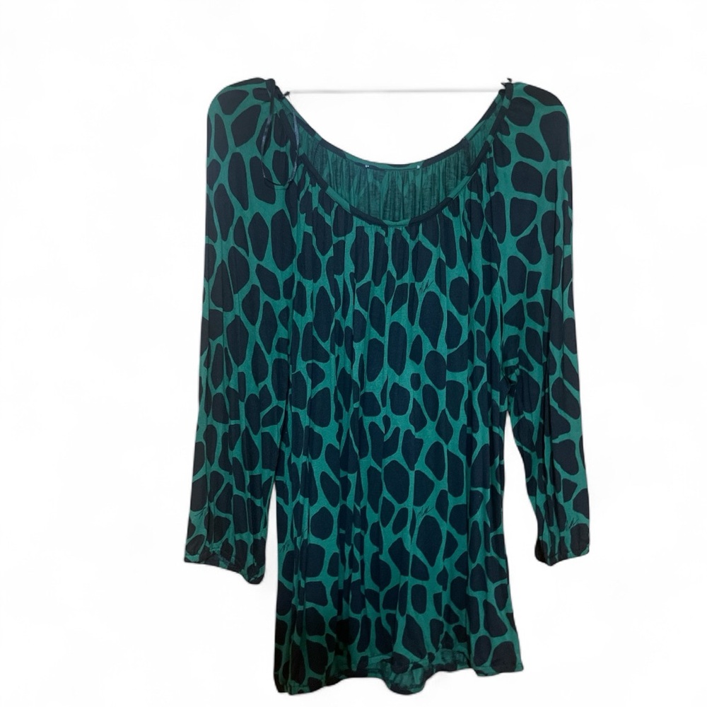 Michael Kors Teal and Black Patterned Blouse